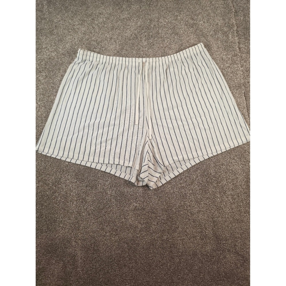 HM Striped Pajama Shorts Womens XXL White Navy Blue Viscose Blend Loungewear